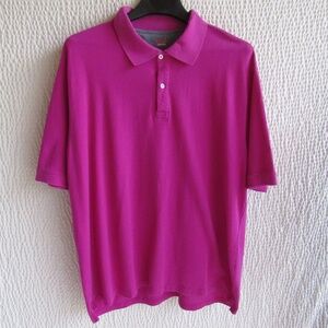 Solid Purple Pink Mens Shirt XXl Linea Uomo Short Sleeve Polo Vibrant Textured